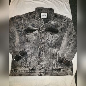 Zara Men's Washed Black Denim Jacket